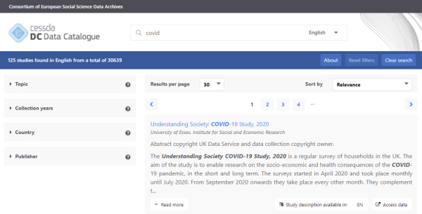 Covid in the Data Catalogue